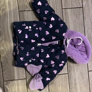 Rothschild Navy and Lavender Heart Puffer Jacket